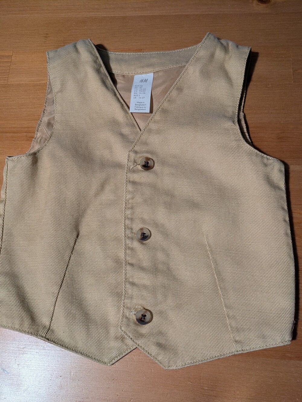 H&M Gold Toddler Button Linen Vest